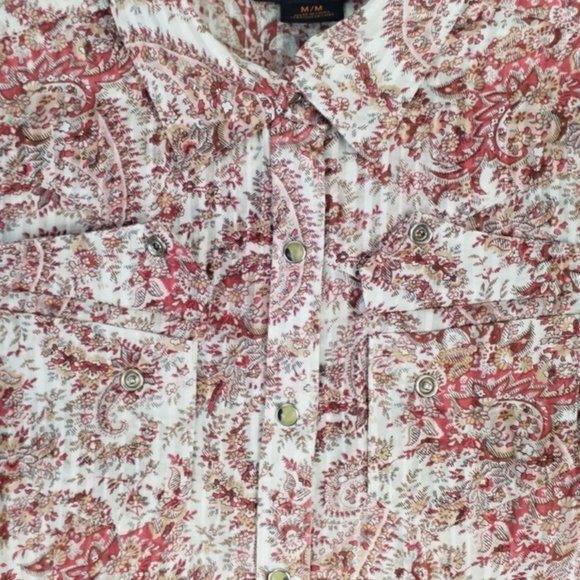 Ariat Soft Orange Paisley Print Long Sleeve Pearl Snap Western Shirt Womens M - Picture 14 of 16